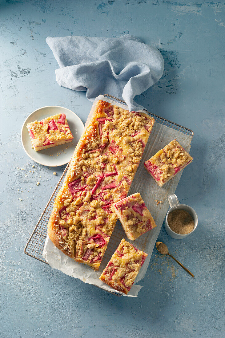 Rhubarb crumble slices