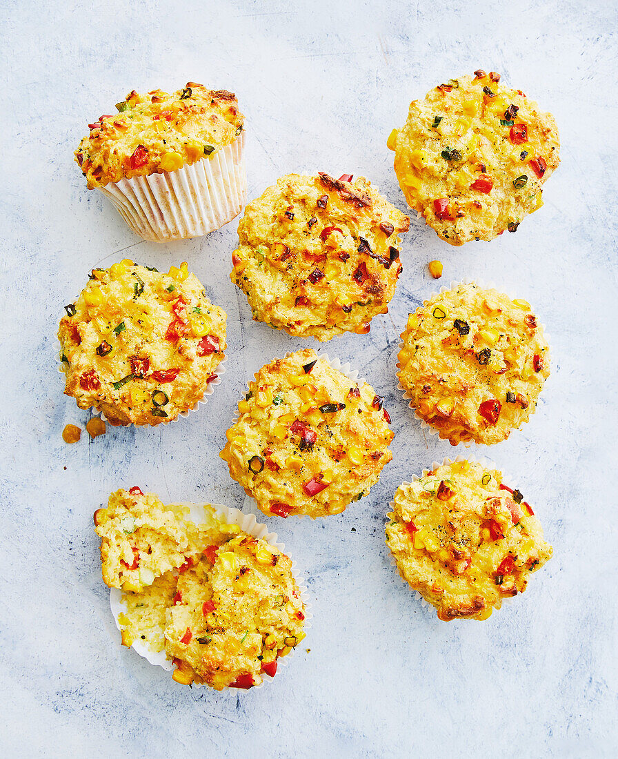 Glutenfreie Käse-Mais-Paprika-Muffins