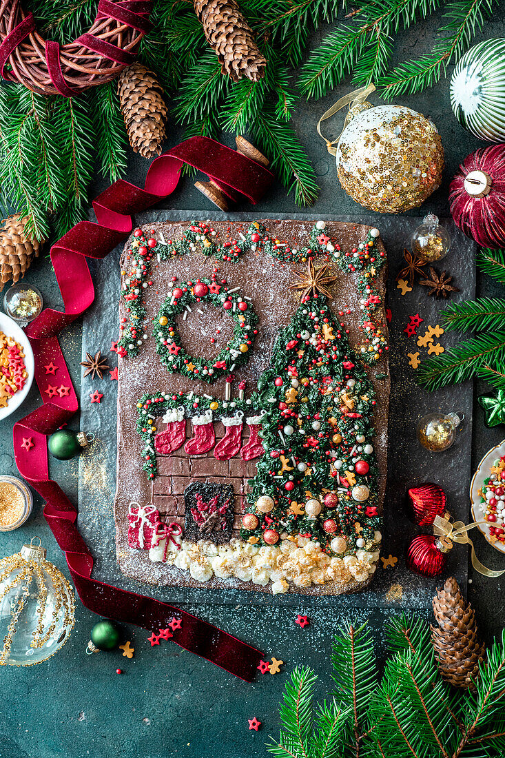 Christmas picture sheet cake