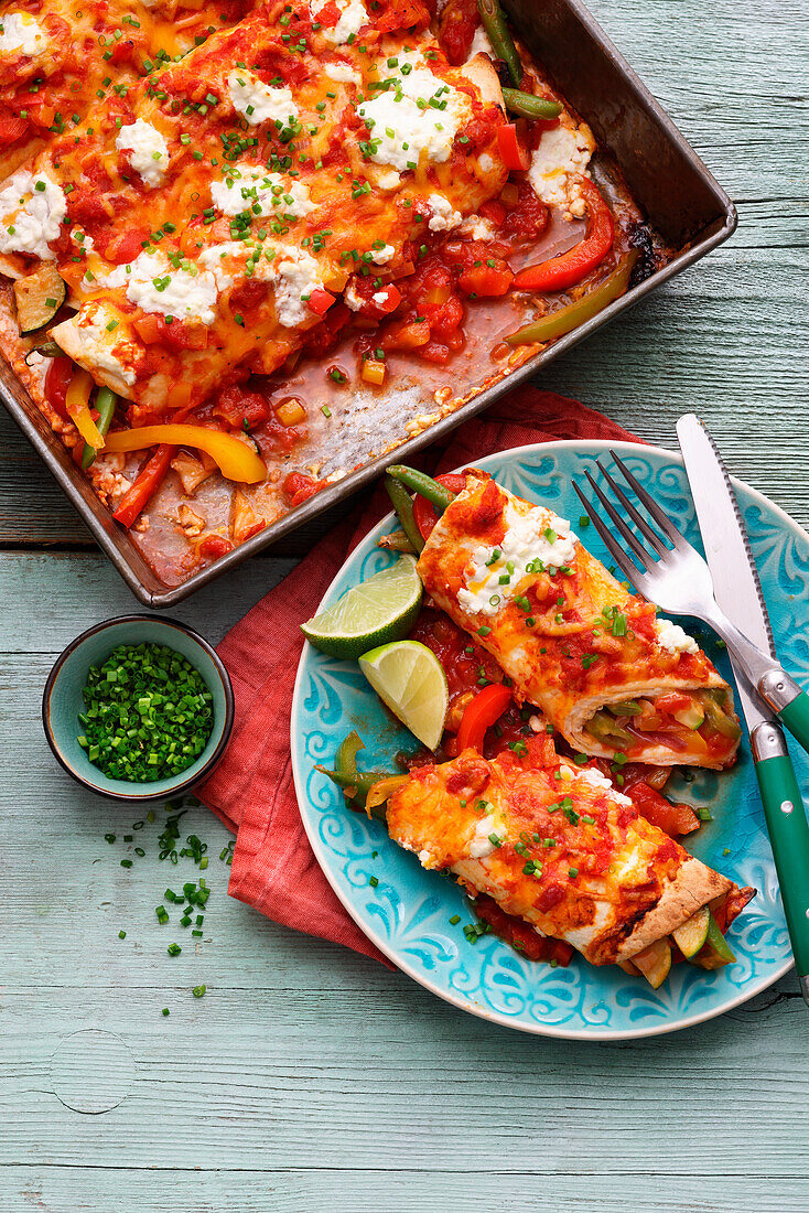 Vegetable enchiladas from the oven