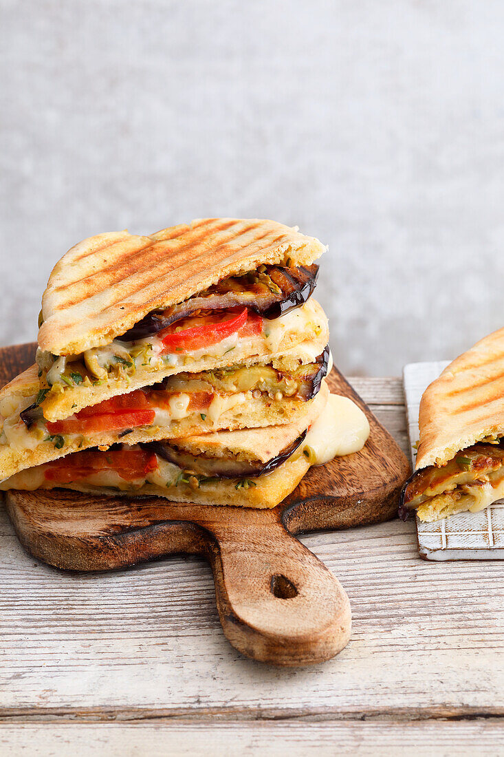 Aubergine tapenade panini