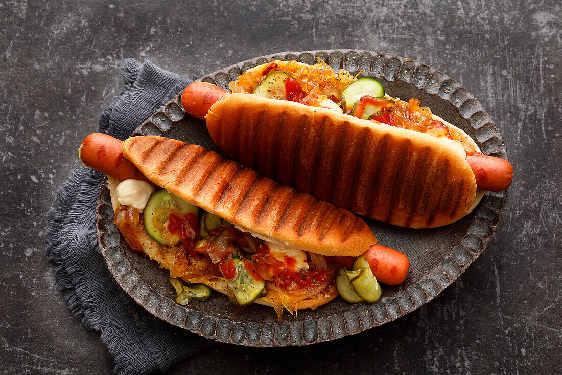 Grilled hot dog