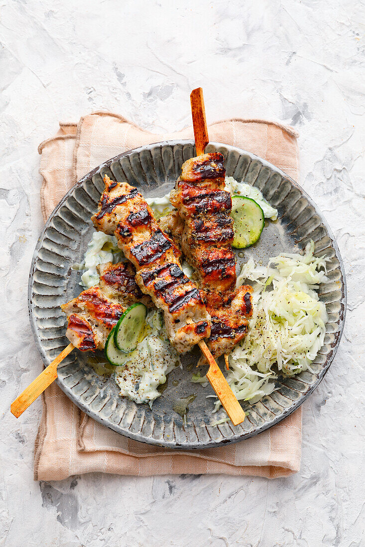 Souflaki mit Krautsalat