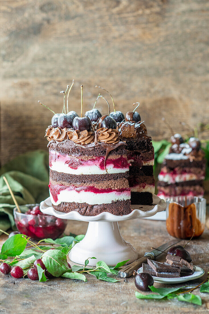 Chocolate and cherry naked cake