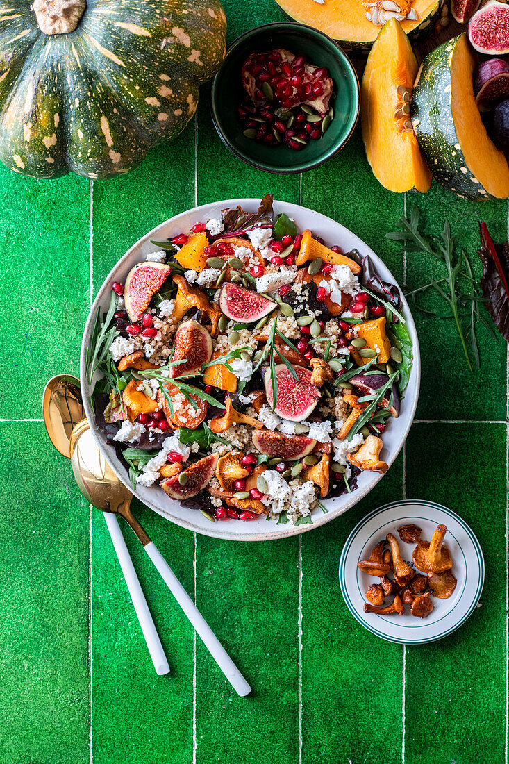 Pumpkin and quinoa salad with figs and pomegranate