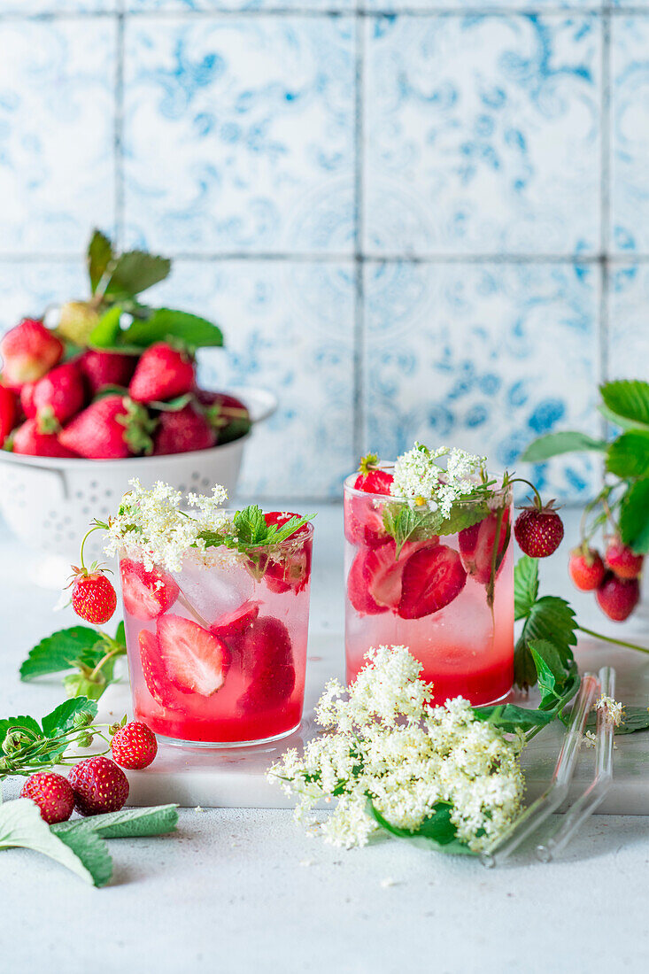 Strawberry elderflower cocktail