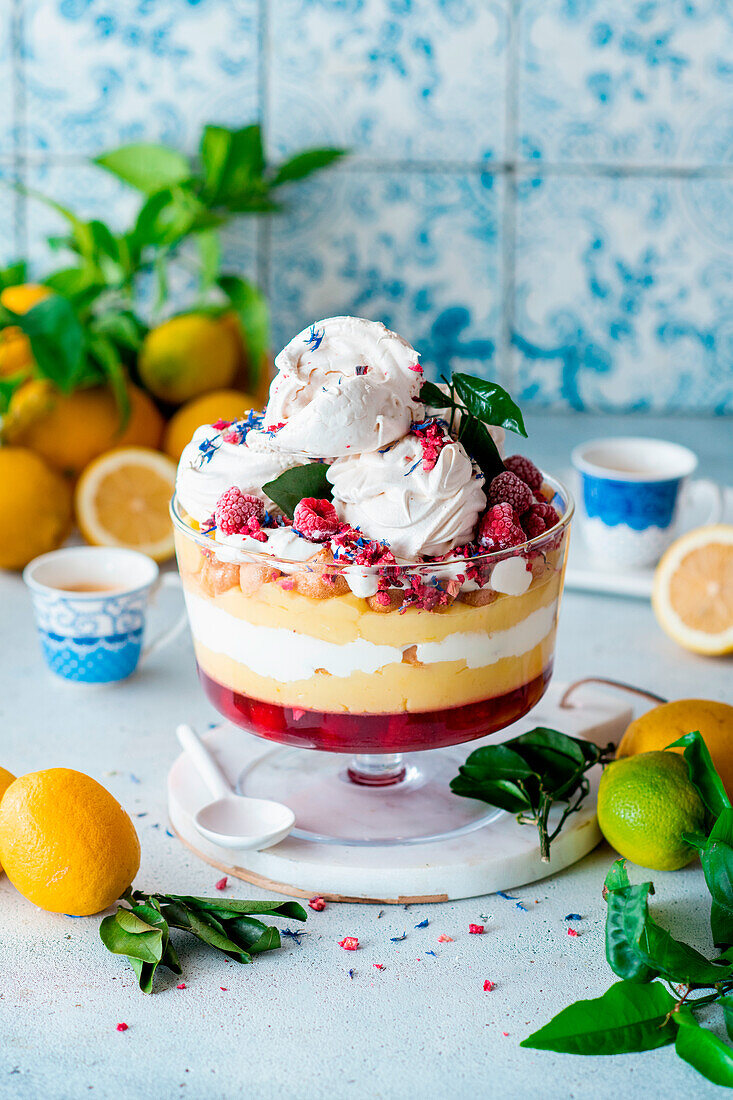 Lemon raspberry trifle