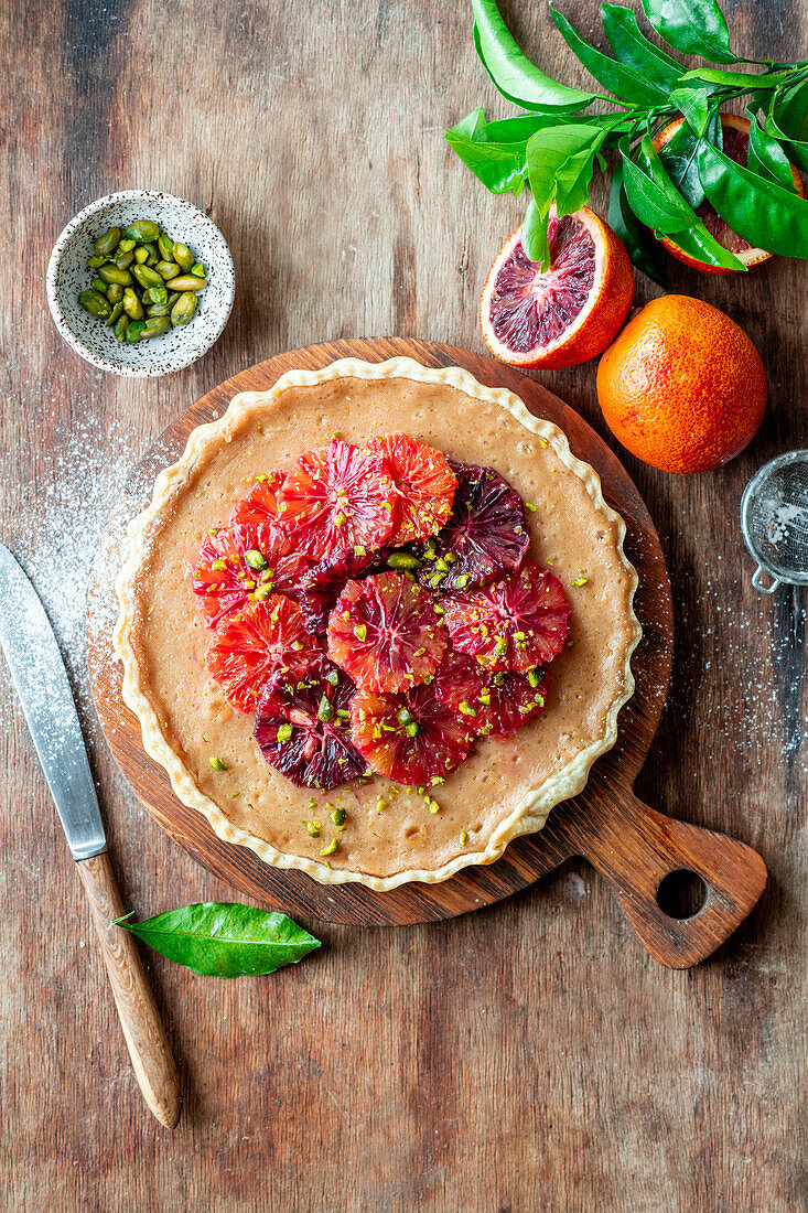 Blood orange quark tart