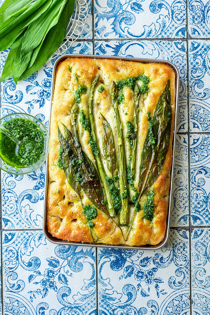 Wild garlic focaccia