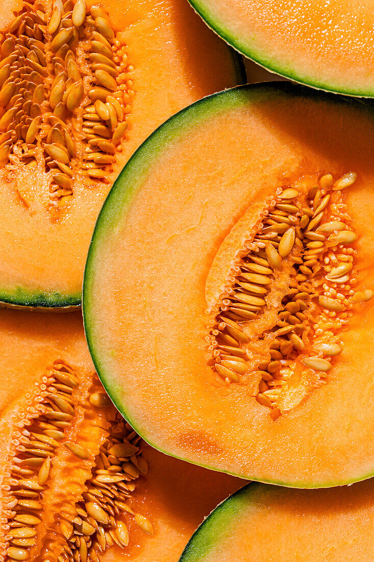 Aufgeschnittene Cantaloupe-Melone