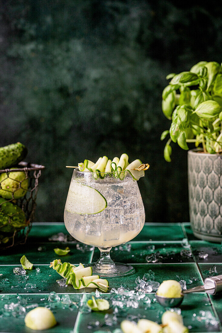 Gin and tonic with cucumber