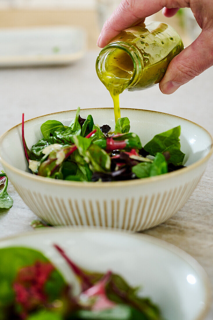 Pickled lettuce with herb vinaigrette