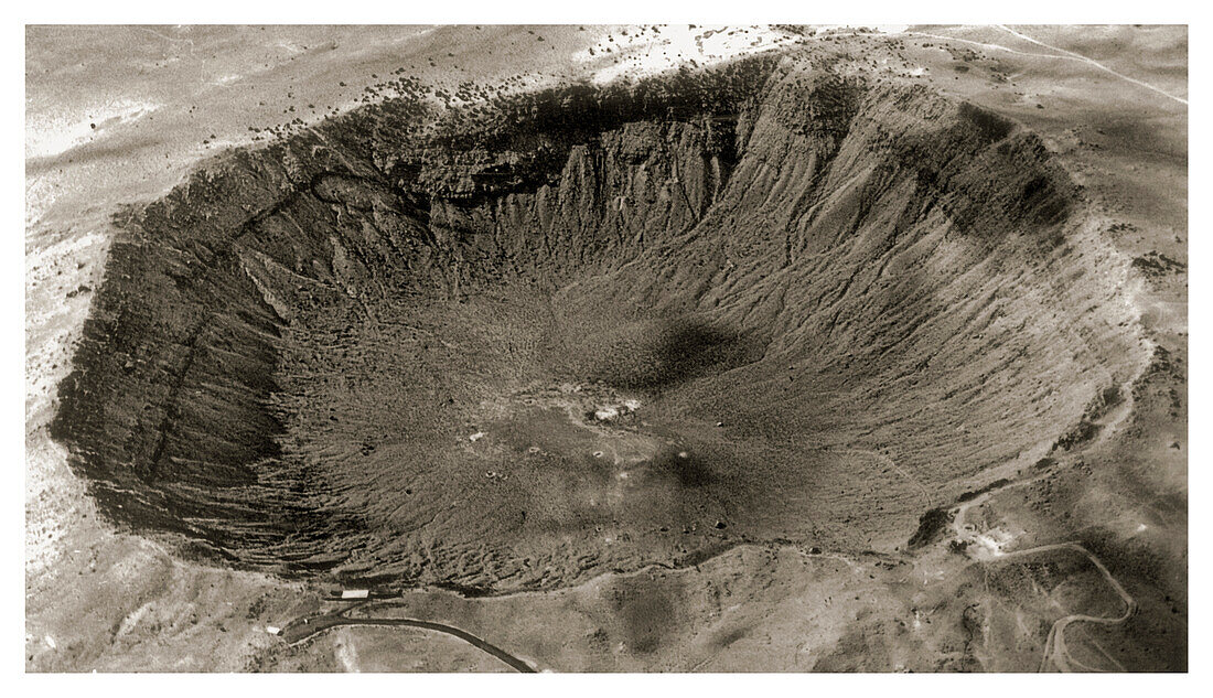 Aerial view of Barringer Crater, Arizona, USA