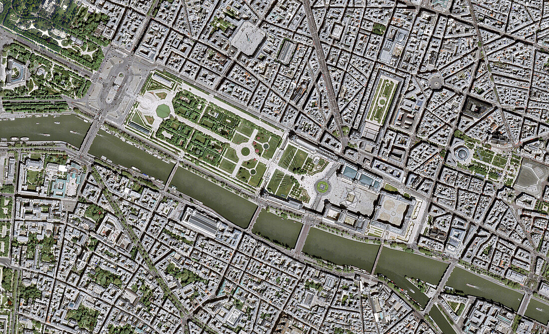 Louvre Museum, Paris, France, satellite image