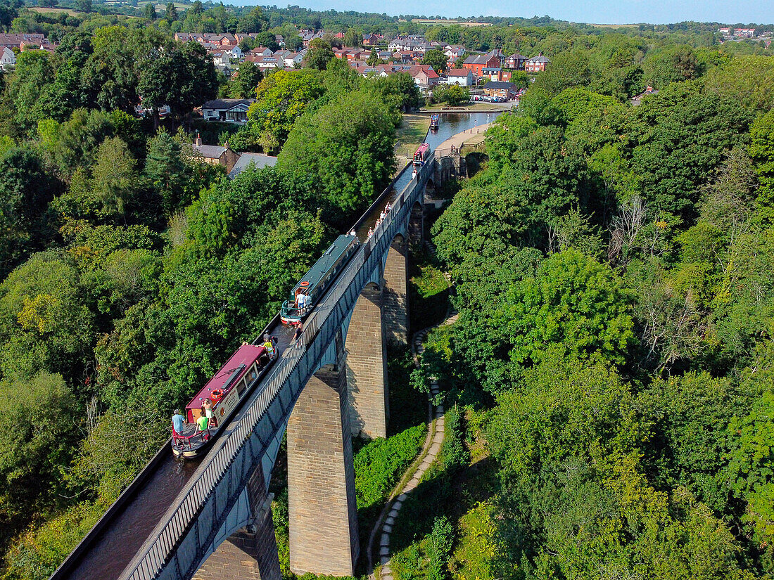 Aerial view of Pontcysyllte Aqueduct, Wales, UK