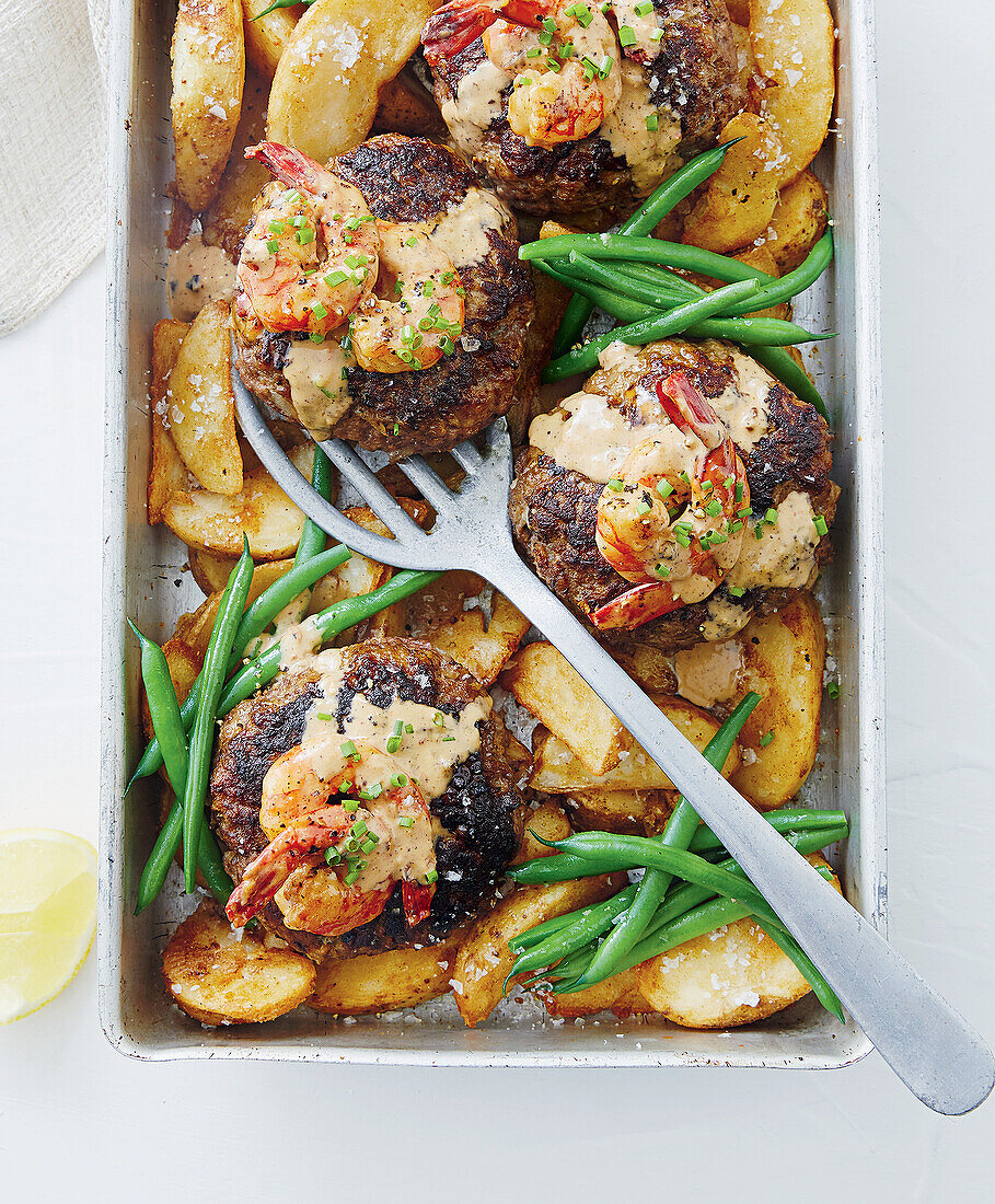 Jumbo surf and turf meatballs from the tray