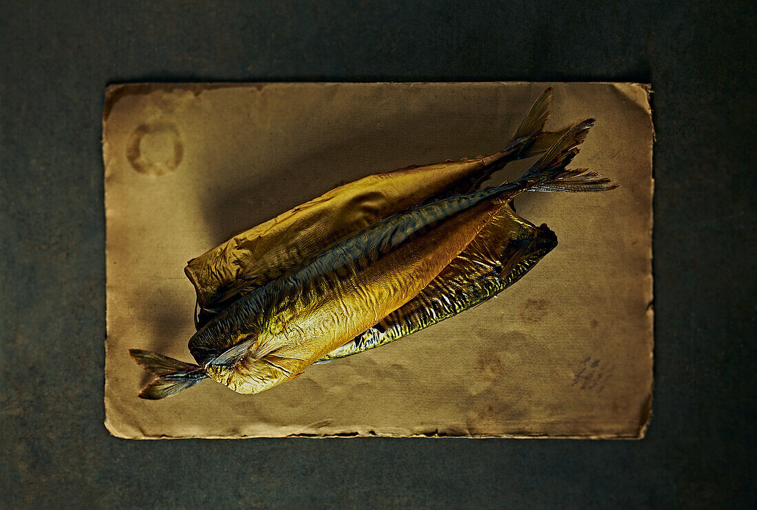 Smoked mackerel on rustic paper