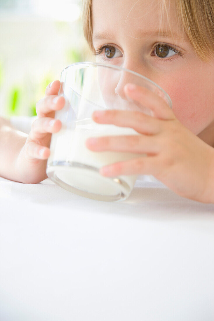 Young Boy Drinking Milk