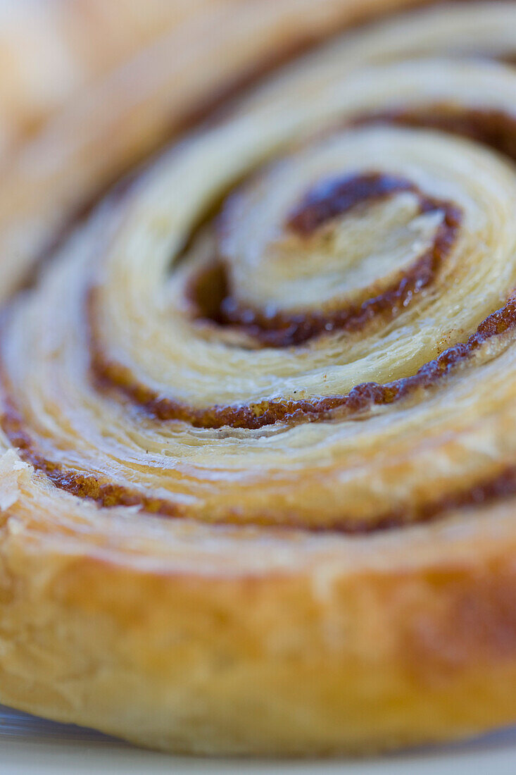 Extreme close up of a danish pastry