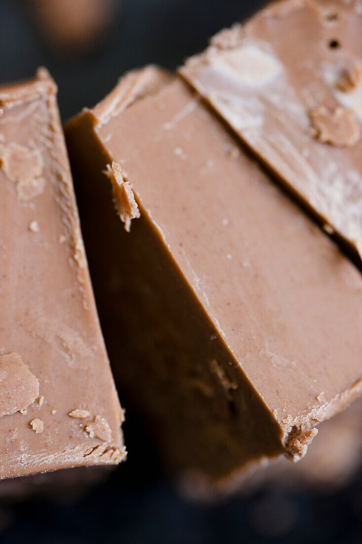 Extreme close up of chunks of chocolate