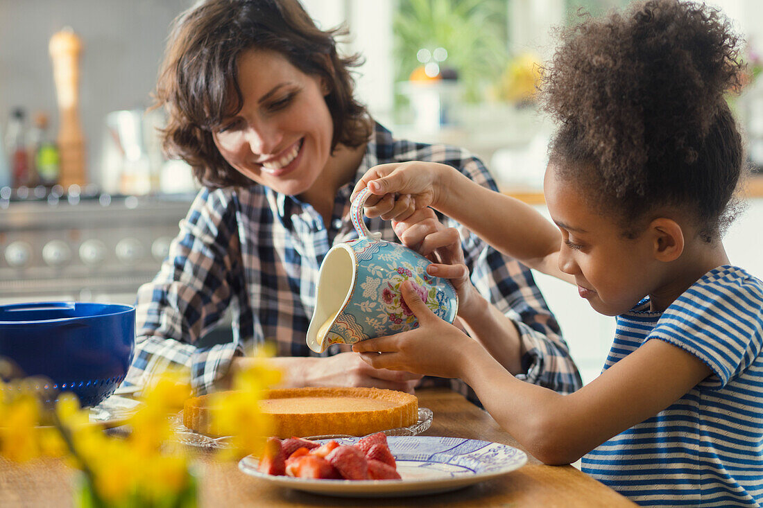 Mother and Daughter Baking Cake