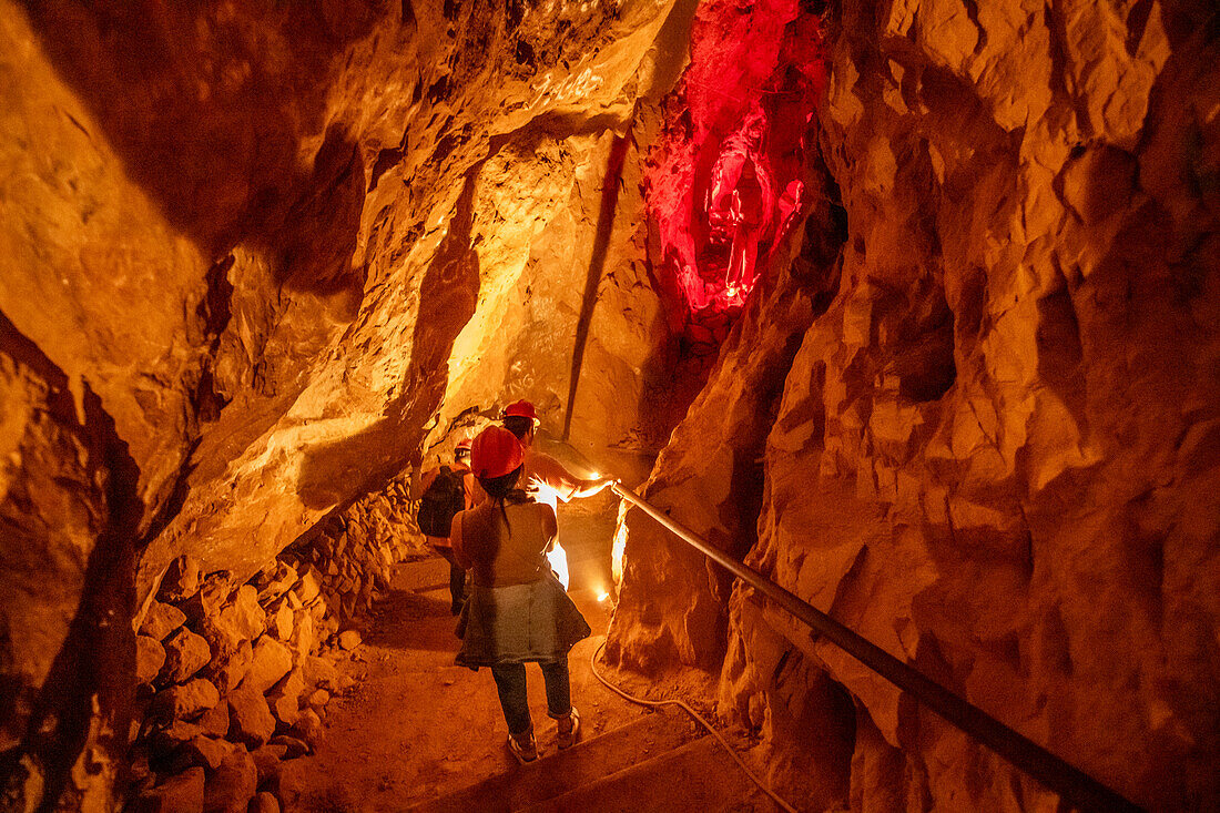 Tour group exploring the Ojuela goldmine.