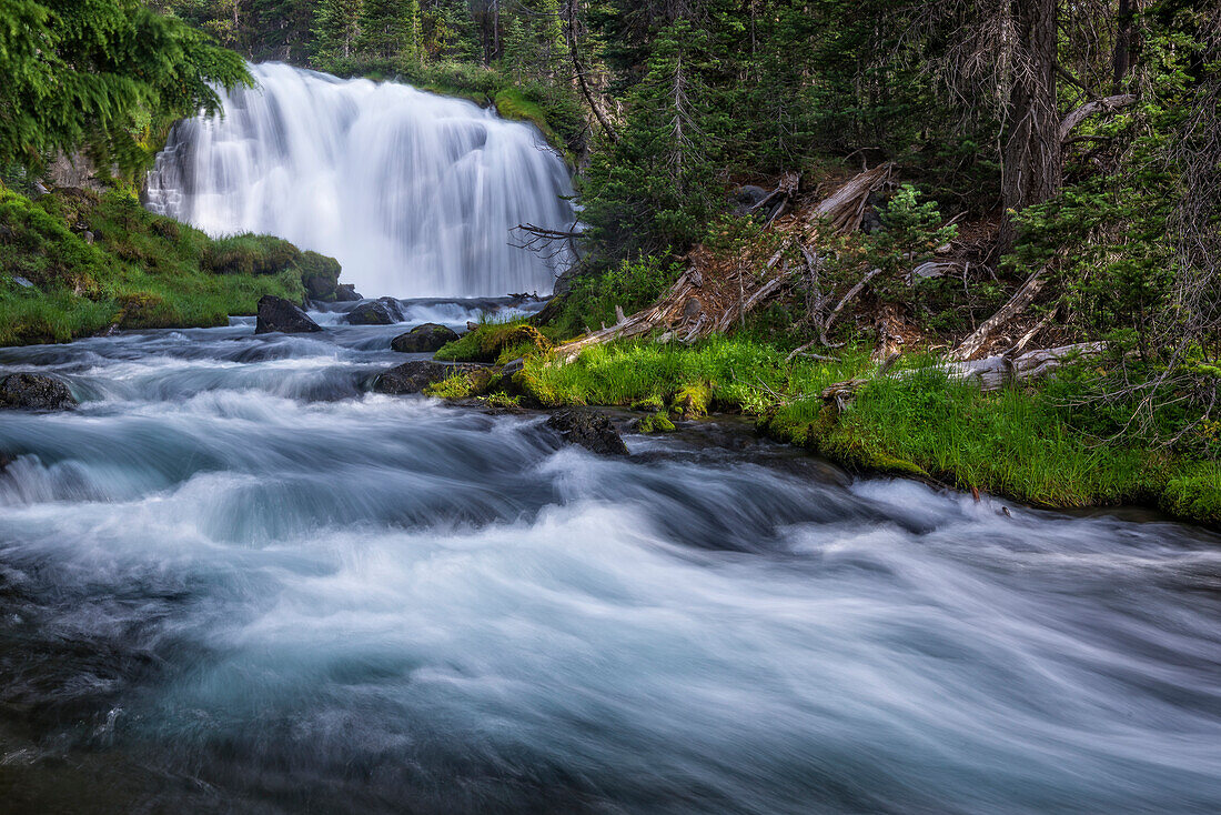 Fall Creek Wasserfall, Green Lakes Trail, Cascade Mountains, Zentral-Oregon.