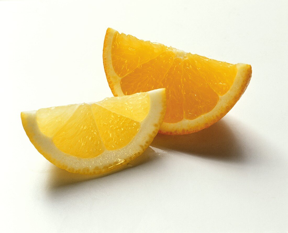 A Lemon Wedge and and Orange Wedge