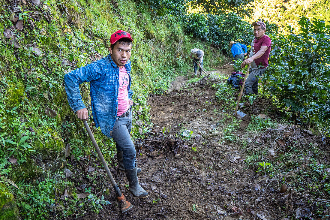 Farmers fixing the road in Hoja Blanca, Huehuetenango, Guatemala