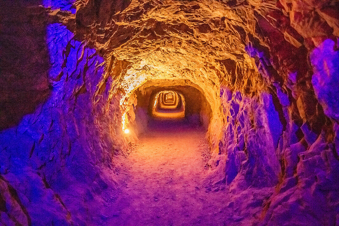 Tour group exploring the Ojuela goldmine.