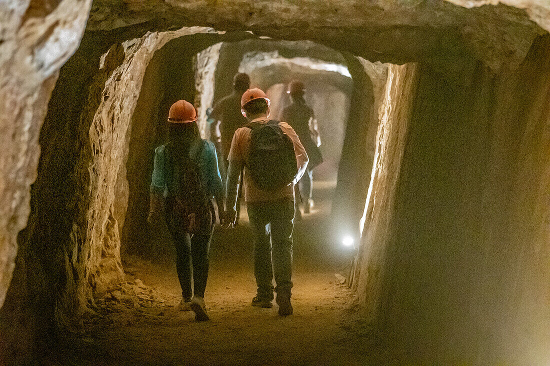 Tour group exploring the Ojuela goldmine.