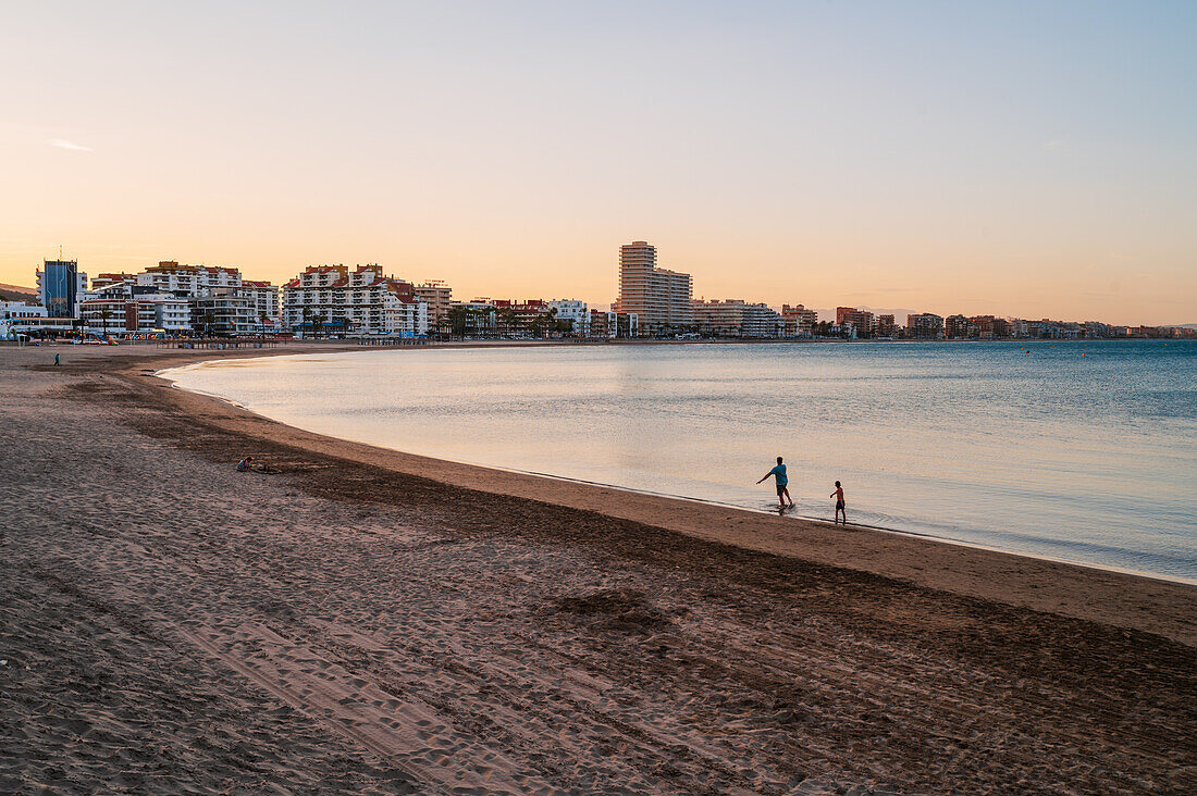 Peñiscola Beach at sunset, Castellon, Valencian Community, Spain