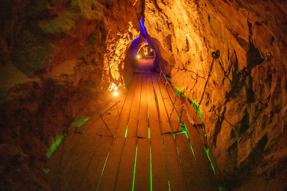 Tour group exploring the Ojuela goldmine.