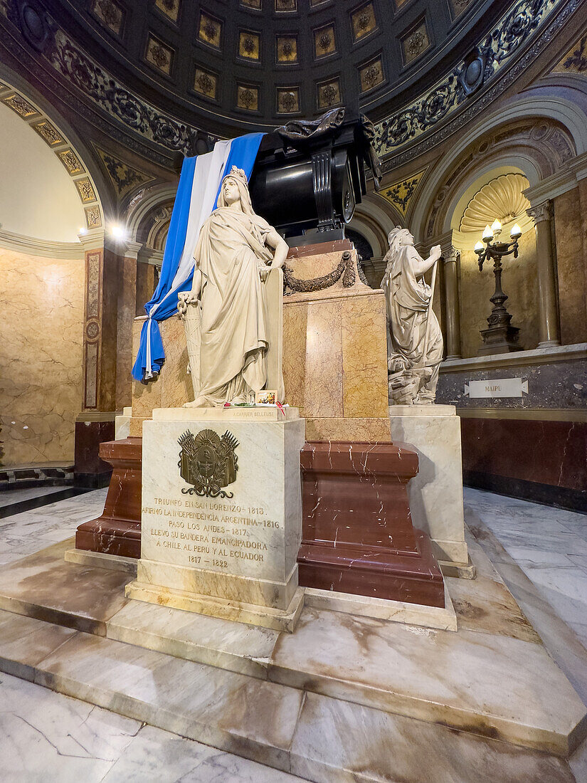 Mausoleum of General Jose de San Martin in the Metropolitan Cathedral, Buenos Aires, Argentina.