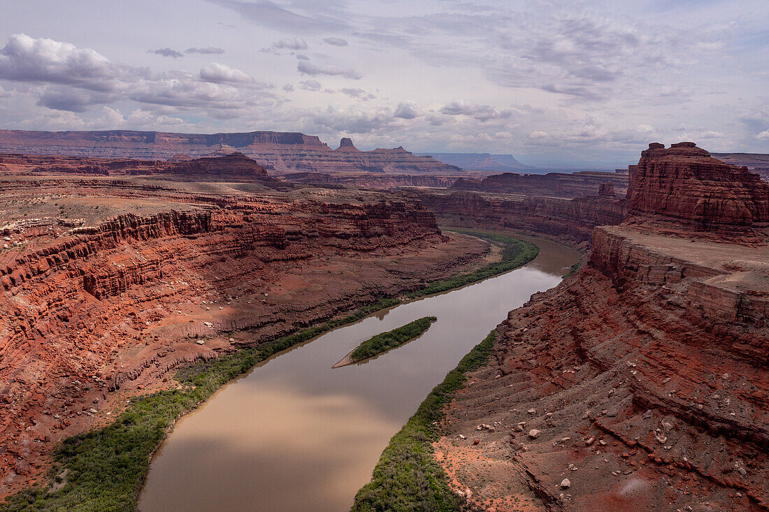 The Colorado River by the Shafer Trail near Moab, Utah. The area at right is the northernmost part of the Bears Ears National Monument. Note: The drone was flown legally outside the boundaries of the monument.