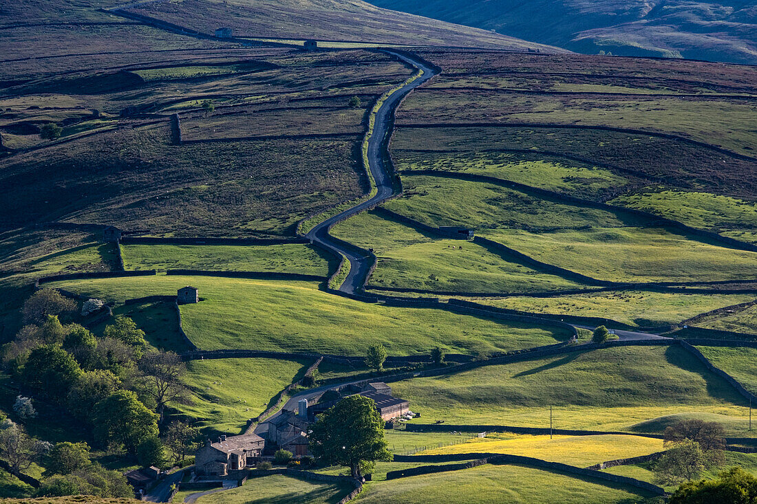 The road to Buttertubs Pass, Swaledale, Yorkshire Dales National Park, Yorkshire, England, United Kingdom, Europe