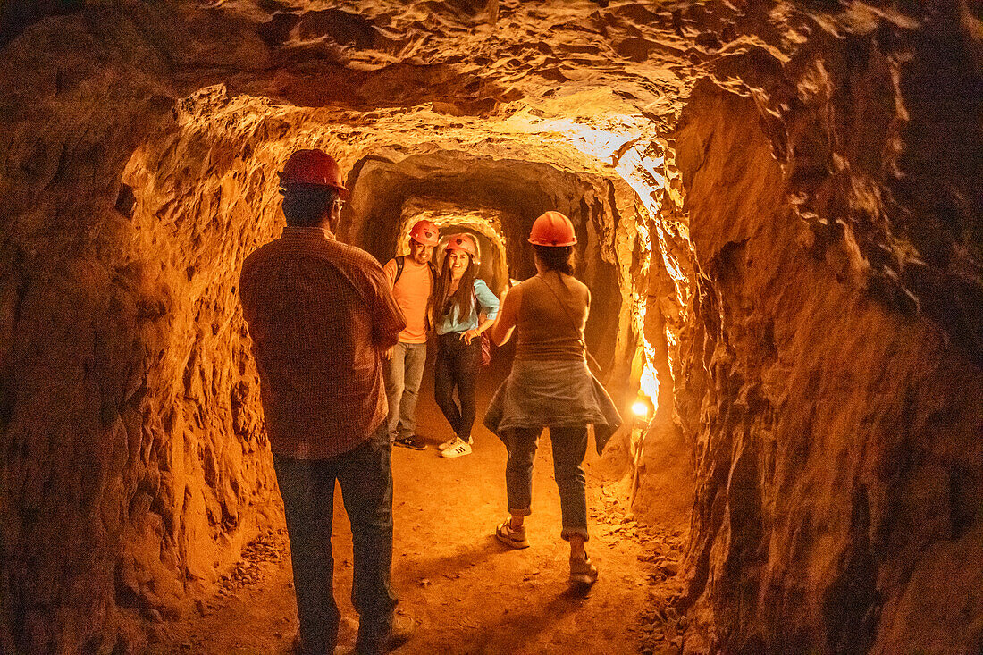 Tour group exploring the Ojuela goldmine.