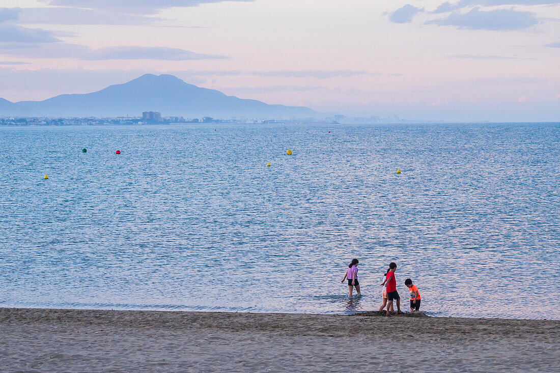 Peñiscola Beach at sunset, Castellon, Valencian Community, Spain