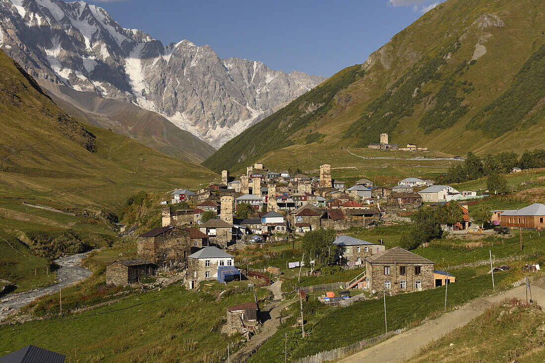 Dorf Ushguli, UNESCO-Weltkulturerbe, Swanetien, Kaukasus, Georgien, Zentralasien, Asien