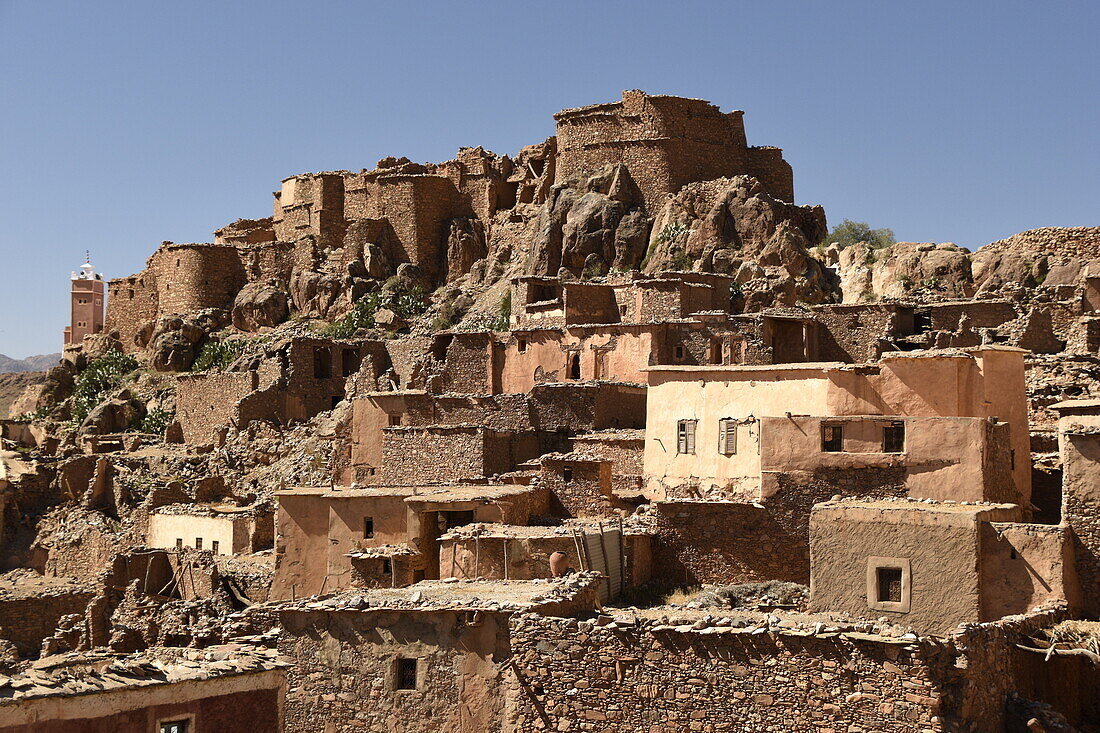 Das verlassene Dorf Amassine, Anti-Atlas, Marokko, Nordafrika, Afrika