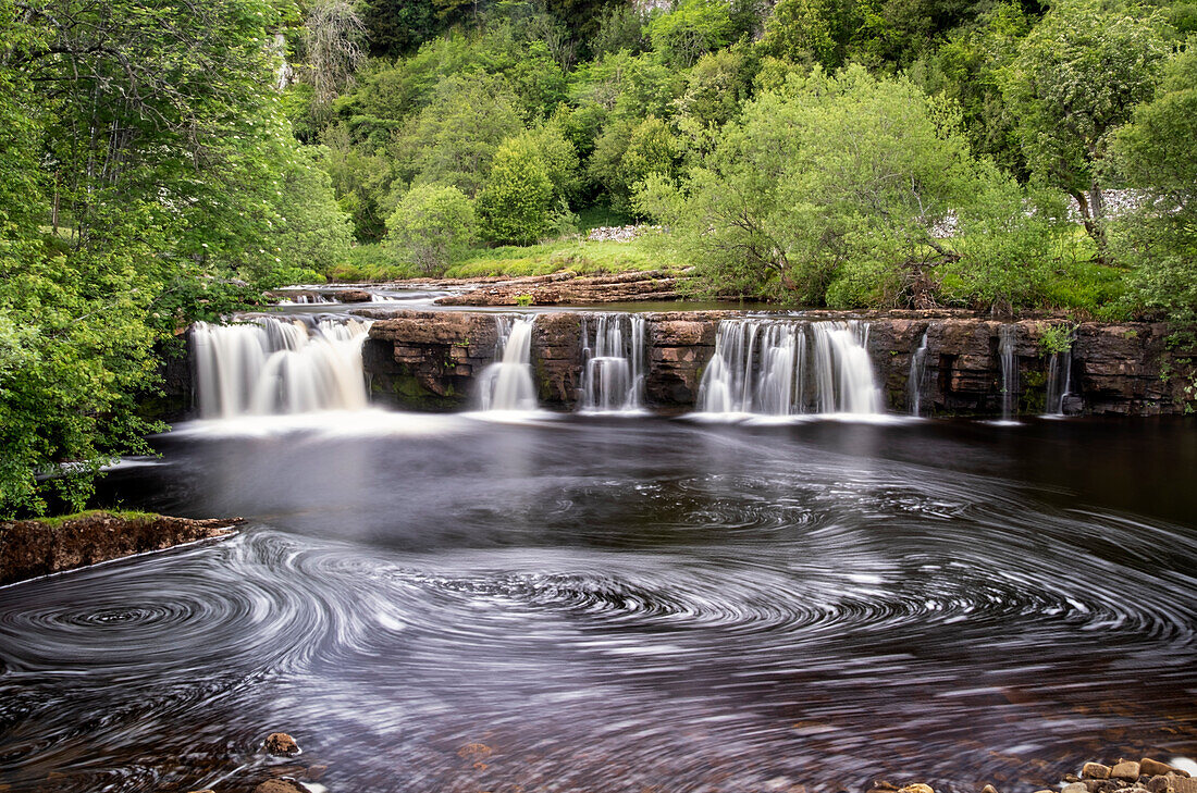 Whirlpools below Wain Wath Falls, near Keld, Swaledale, Yorkshire Dales National Park, Yorkshire, England, United Kingdom, Europe