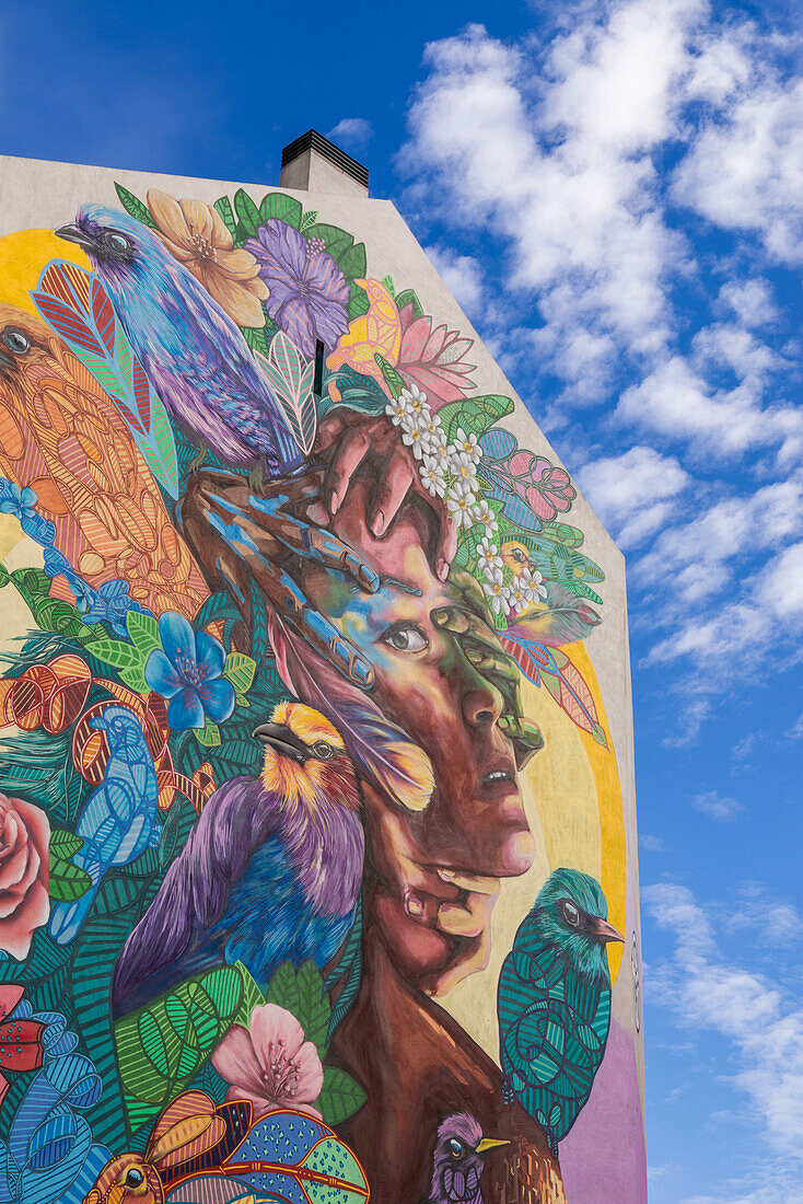 Mural in the streets of Grava in Lisbon, Portugal, Europe