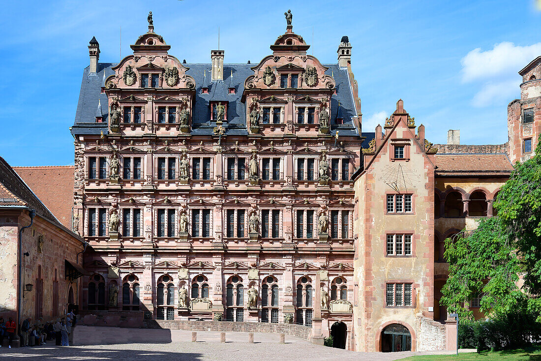 Heidelberger Schloss, Innenhof mit dem Friedrichsbau, Heidelberg, Baden-Württemberg, Deutschland, Europa