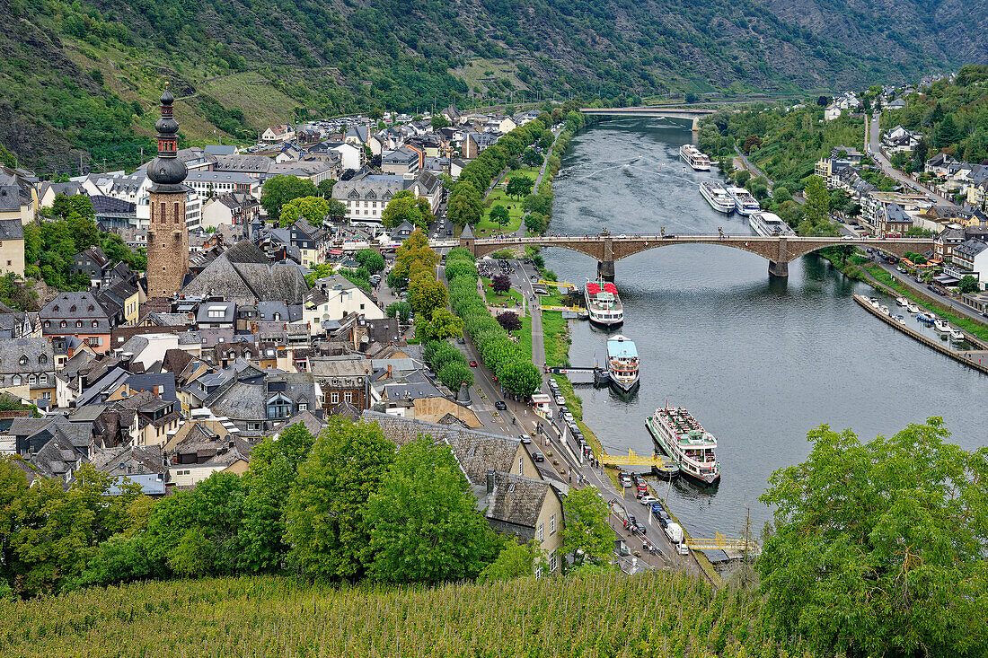 Blick über Cochem und die Mosel, Cochem, Rheinland Pfalz, Deutschland, Europa