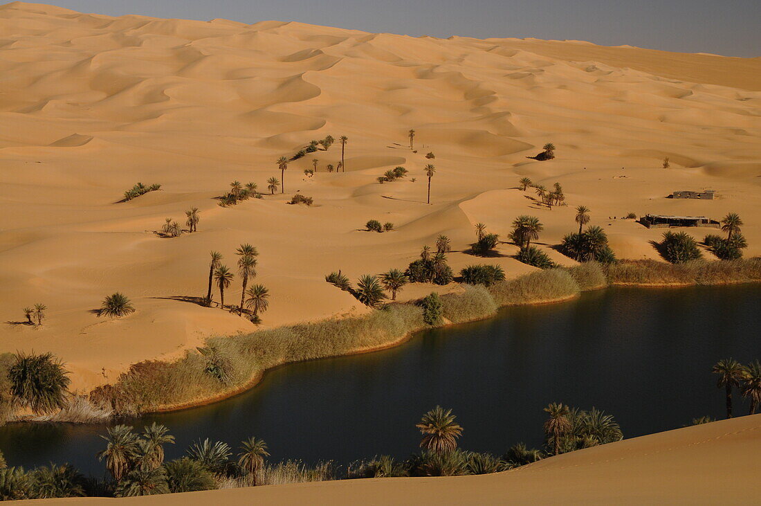 Picturesque orange Dunes of Ubari Oasis, Sahara Desert, Libya, North Africa, Africa