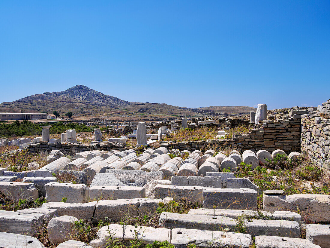 Archäologische Stätte von Delos, UNESCO-Weltkulturerbe, Insel Delos, Kykladen, Griechische Inseln, Griechenland, Europa