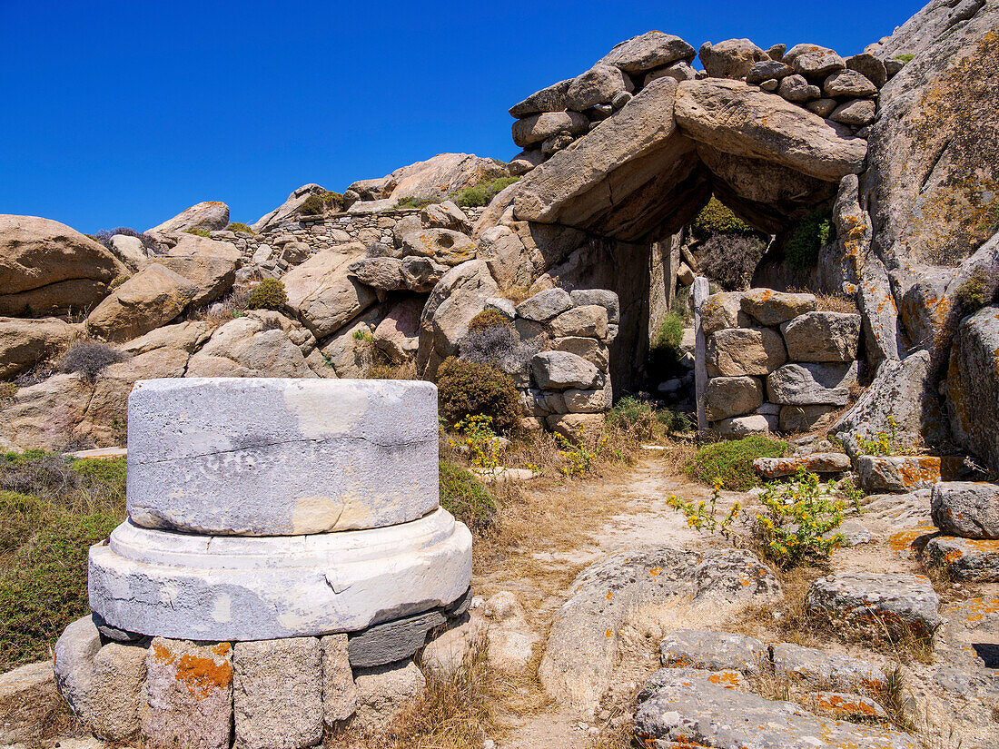 Grotto of Heracles, Mount Kynthos, Delos Archaeological Site, UNESCO World Heritage Site, Delos Island, Cyclades, Greek Islands, Greece, Europe