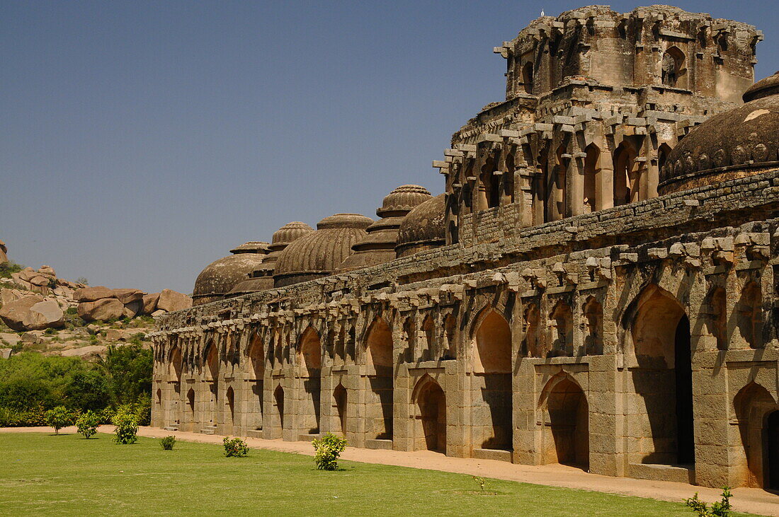 Elefantenställe, Hampi, UNESCO-Welterbe, Karnataka, Indien, Asien