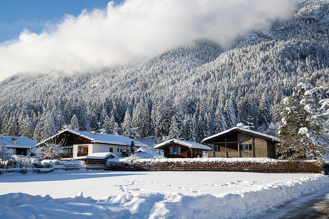 Wintertime with big snow in the Bavarian Alps, Garmish-Partenkirchen, Germany, Europe