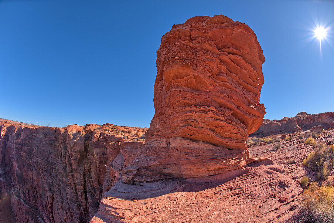 Sandstein-Hoodoo-Formation nördlich des Horseshoe Bend Overlook entlang des Colorado Rivers in Page, Arizona, Vereinigte Staaten von Amerika, Nordamerika